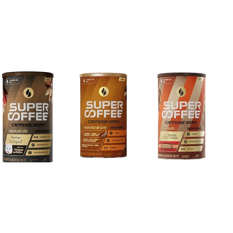 Kit 3 Supercoffee - Língua de Gato + Doce de Leite + Lajotinha (380g cada) - Caffeine Army